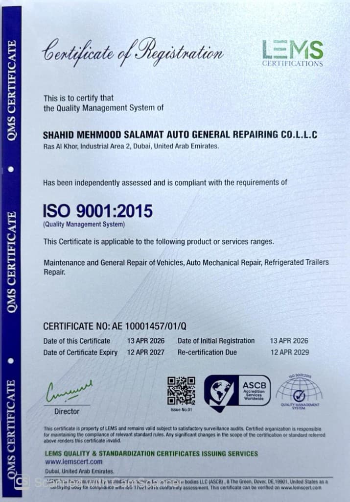 ISO 9001:2015 — SS Trailers certification Quality Management System
