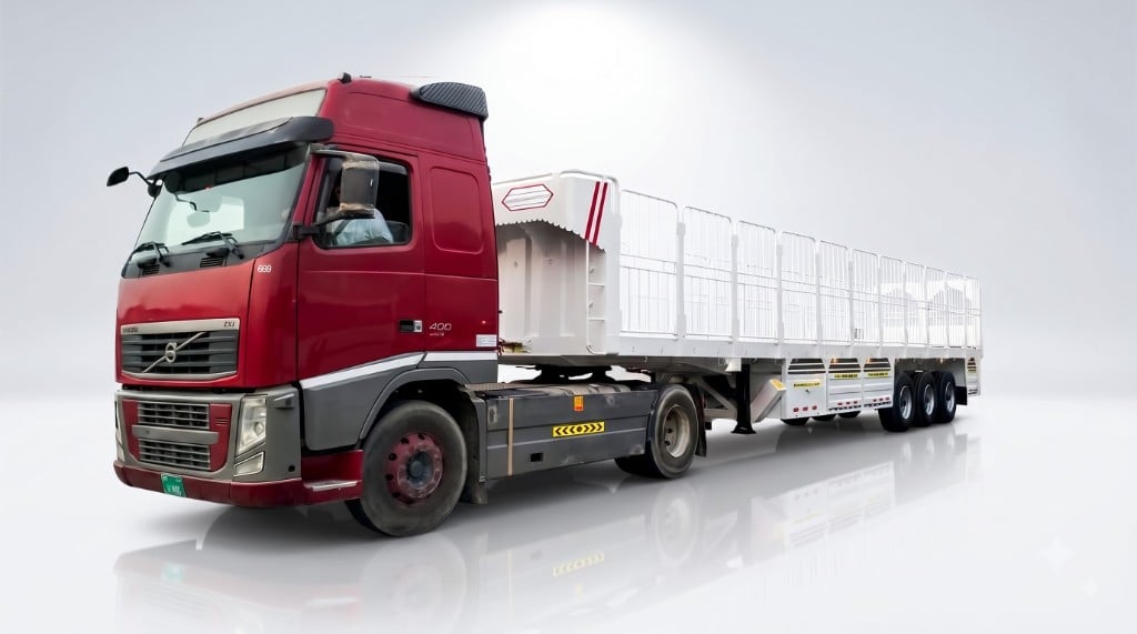 SS Trailers Dubai trailer with truck — custom trailer manufacturer in Ras Al Khor UAE